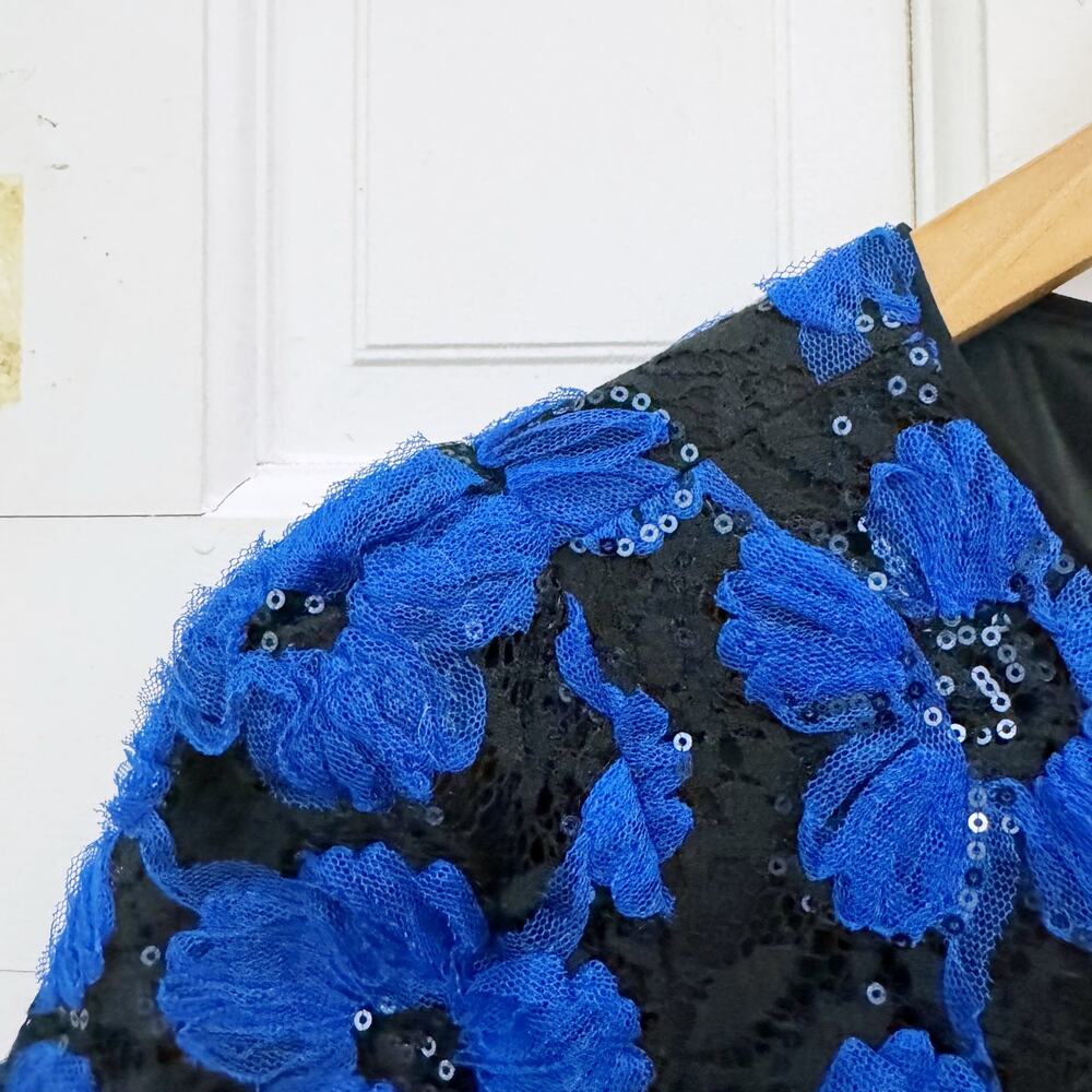 Milly Tahlia Tulle Embroidery Dress in Cobalt/Black - Picture 6 of 11
